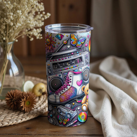 Retro Music and Flowers Design Tumbler Drinkware product type