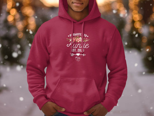 Promoted To Auntie Floral Arrow Baby Feet Est 2025 Hoodie - Design & Vybe