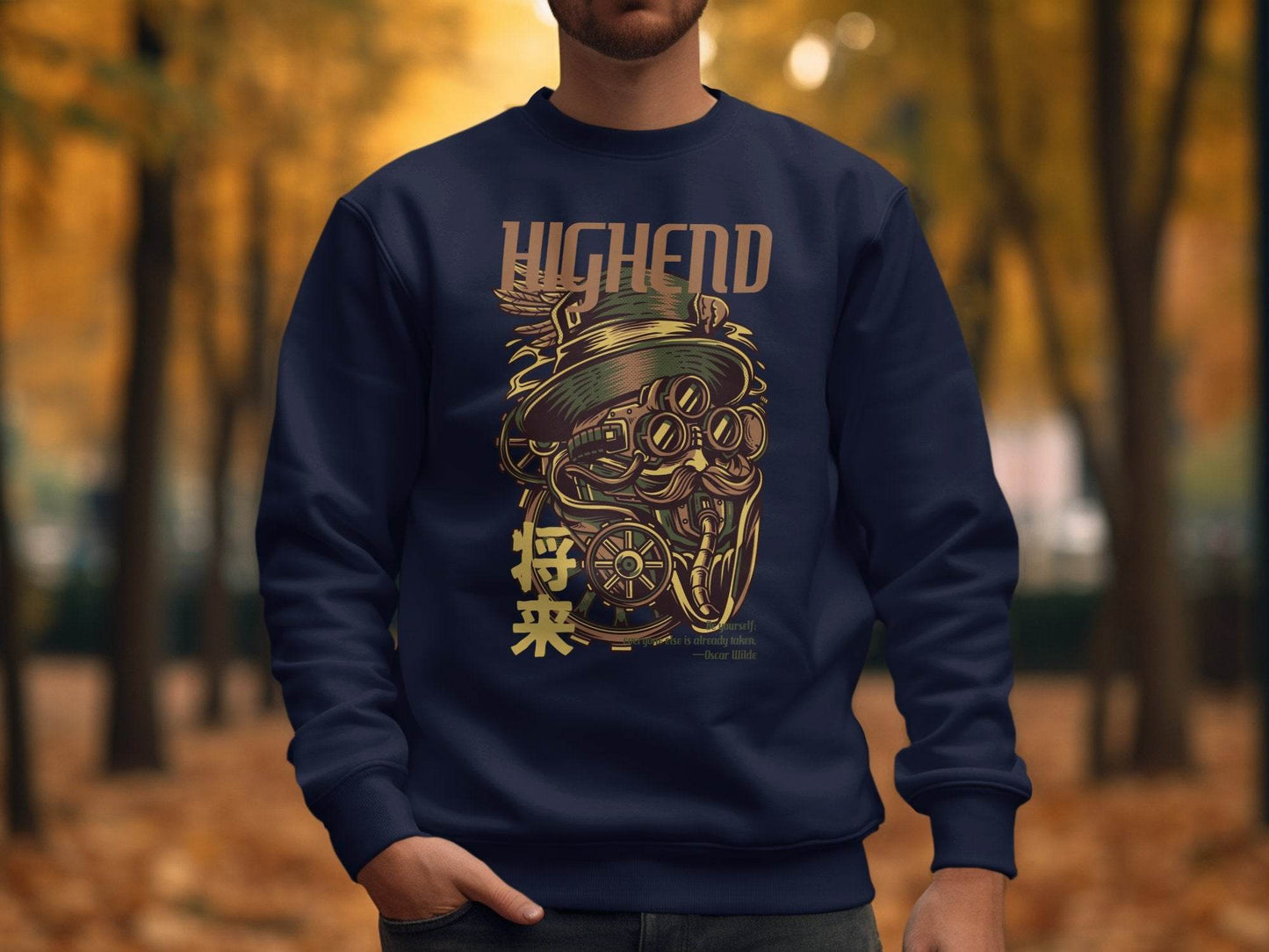 Highend Steampunk Character Illustration Print Sweater - Design & Vybe
