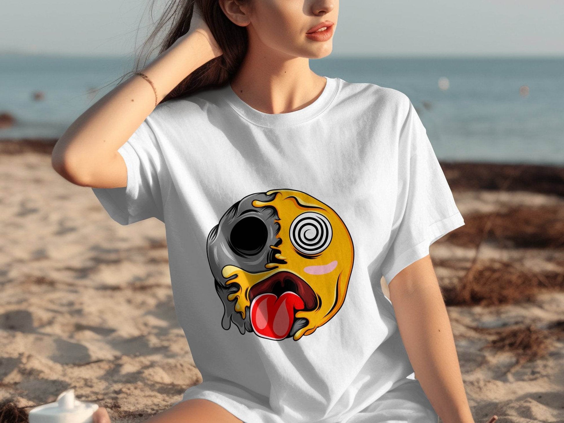 Melting Face with Swirling Eyes Smiley Graphic T-Shirt - Design & Vybe