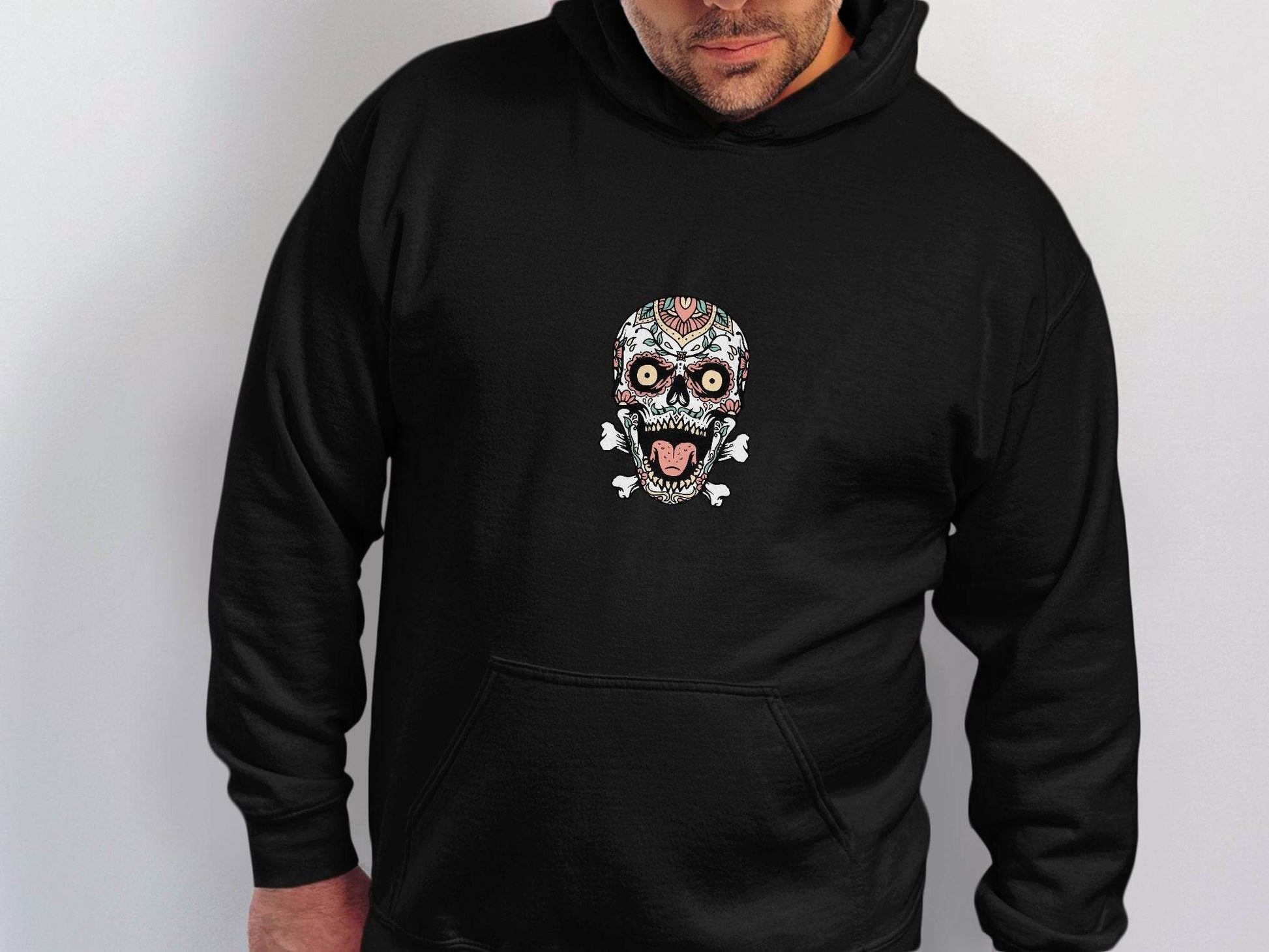 Skull with Floral Pattern on a Bone Design Graphic Hoodie - Design & Vybe