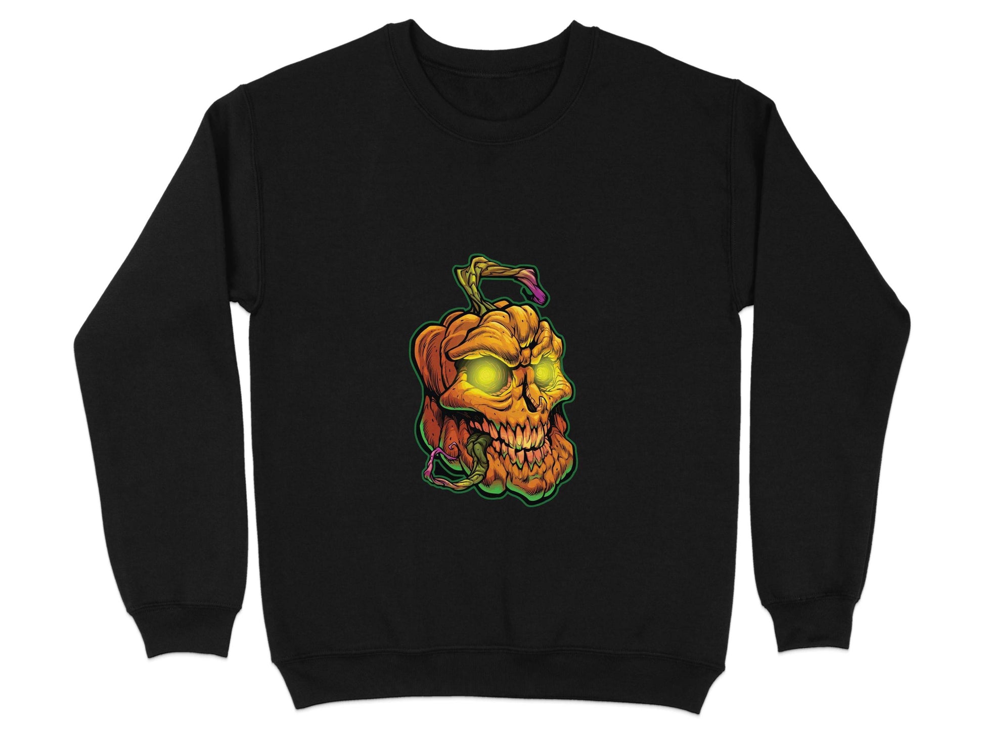Glowing Eye Spooky Scary Pumpkin Skull Halloween Sweater - Design & Vybe