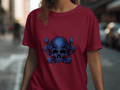 Skull and Mushroom Design Graphic T-Shirt - Design & Vybe