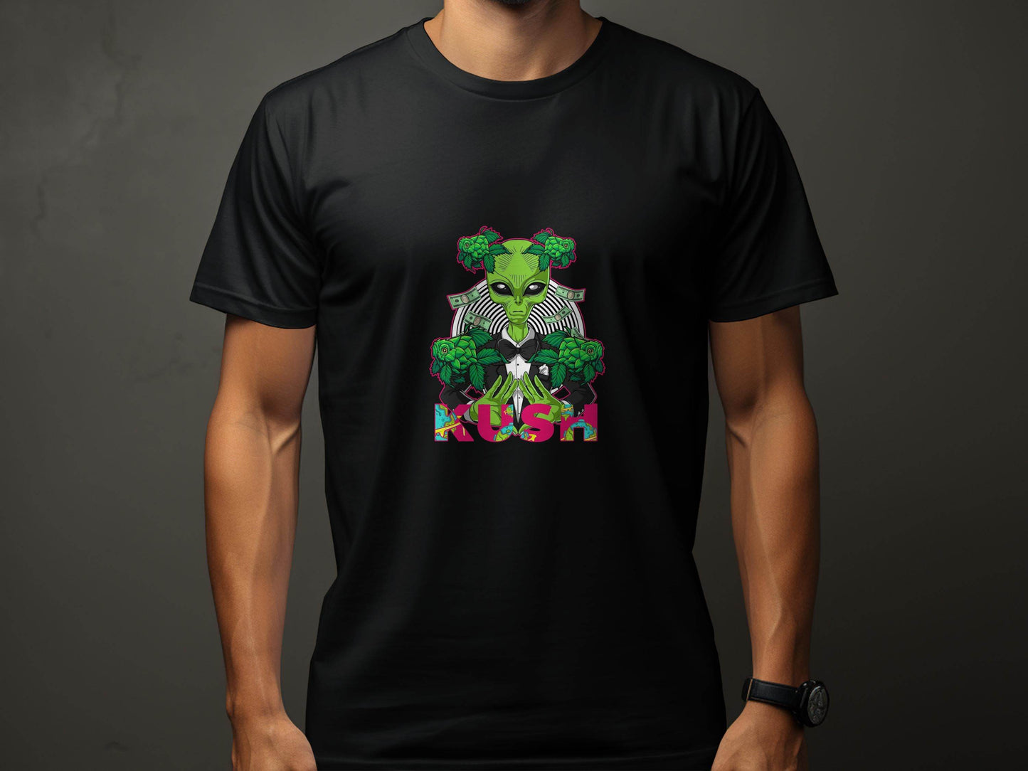 Kush Alien Money and Hops Design Graphic T-Shirt - Design & Vybe