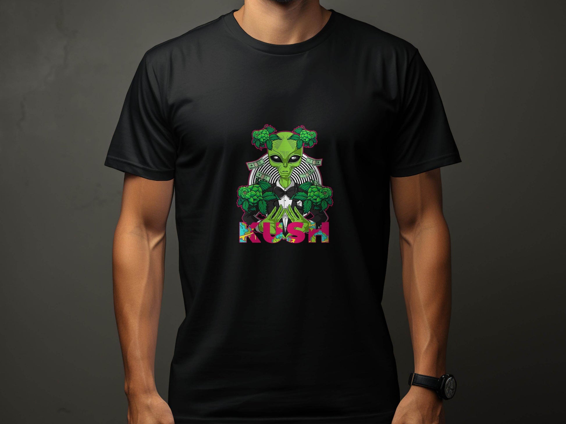 Kush Alien Money and Hops Design Graphic T-Shirt - Design & Vybe