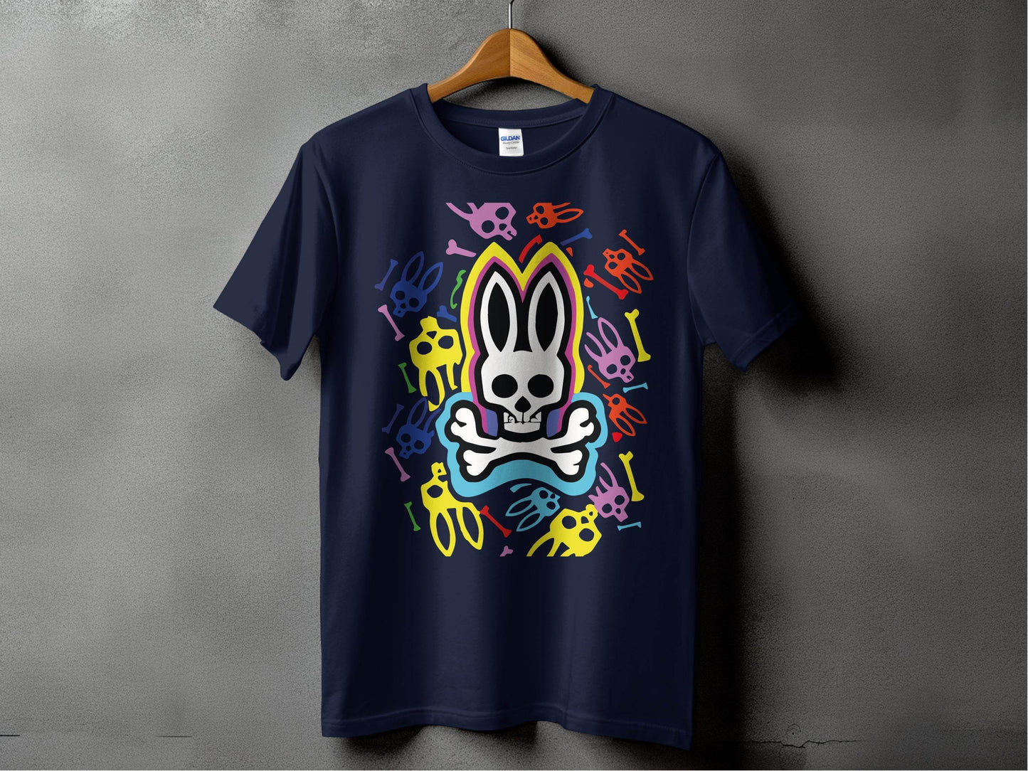 Colorful Bunny Skull Graphic Pattern T-Shirt - Design & Vybe