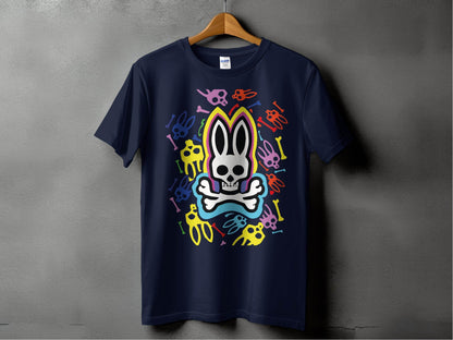 Colorful Bunny Skull Graphic Pattern T-Shirt - Design & Vybe