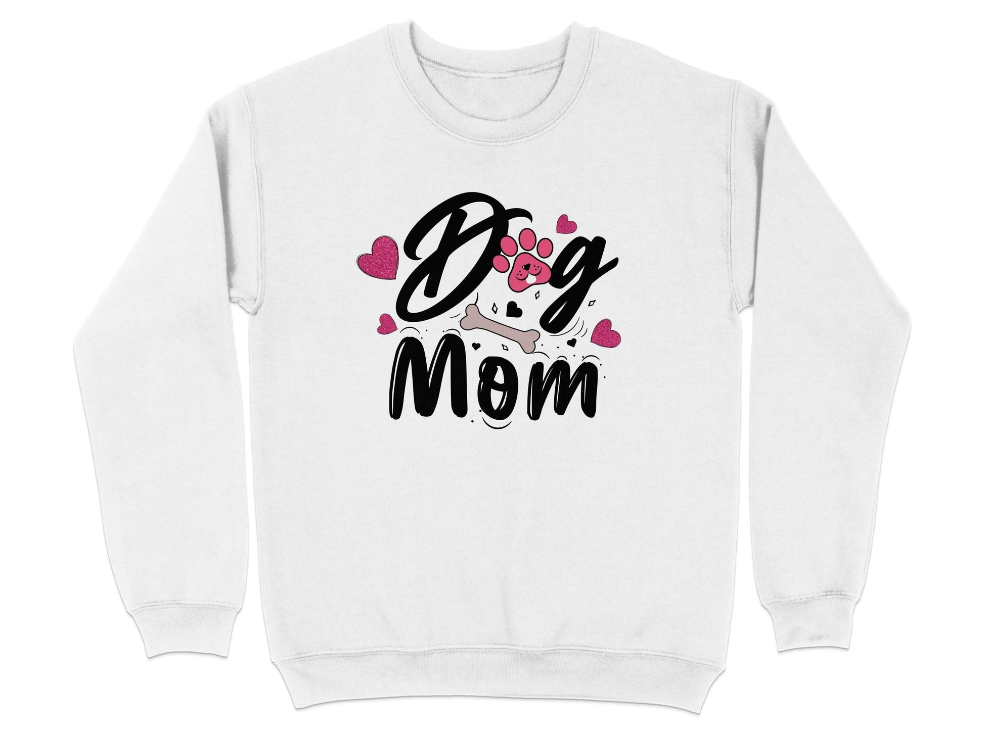 Dog Mom with Hearts and Bone Design Graphic Print Sweater - Design & Vybe
