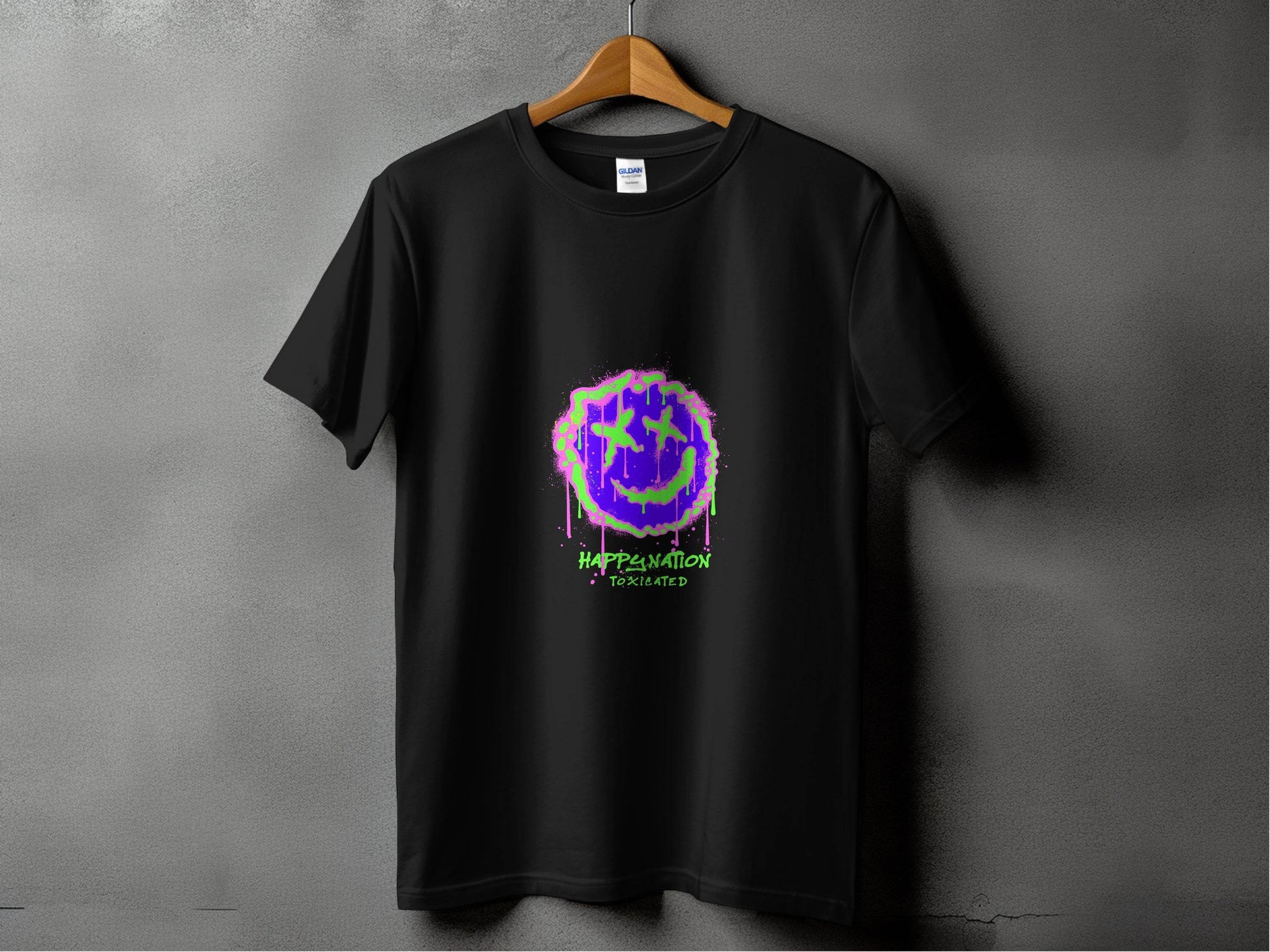 Happy Nation Toxiclated Smiley Face Graphic Design T-Shirt - Design & Vybe