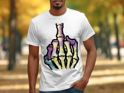 Colorful Skeleton Hand Gesture Graphic T-Shirt - Design & Vybe