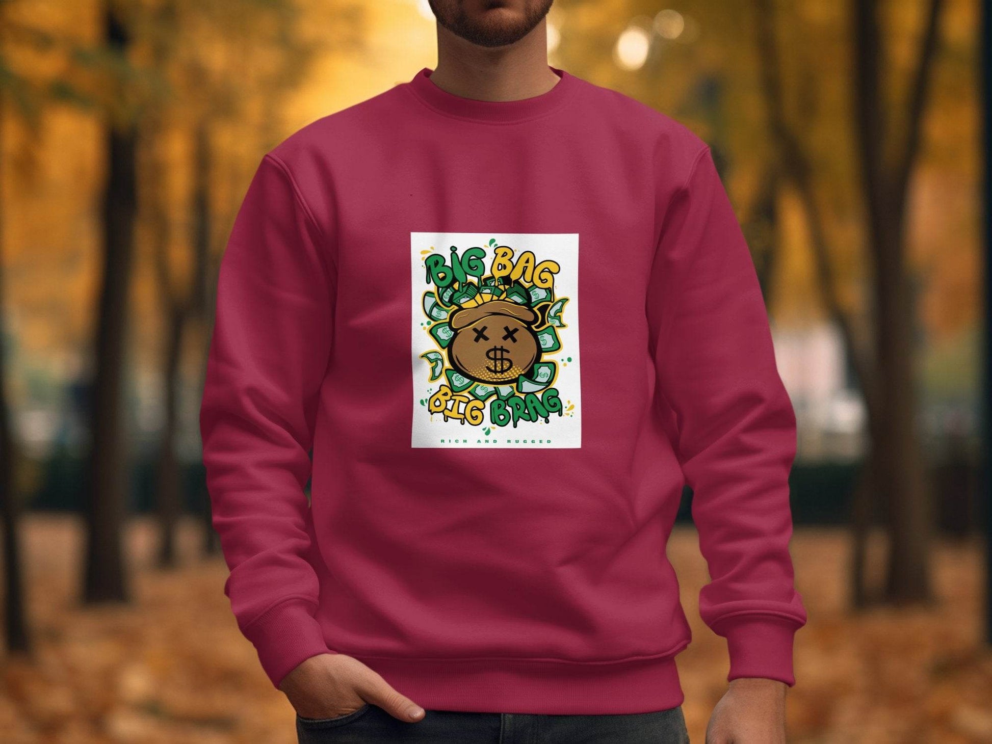 Big Bag and Big Brag Rich and Rugged Design Sweater - Design & Vybe