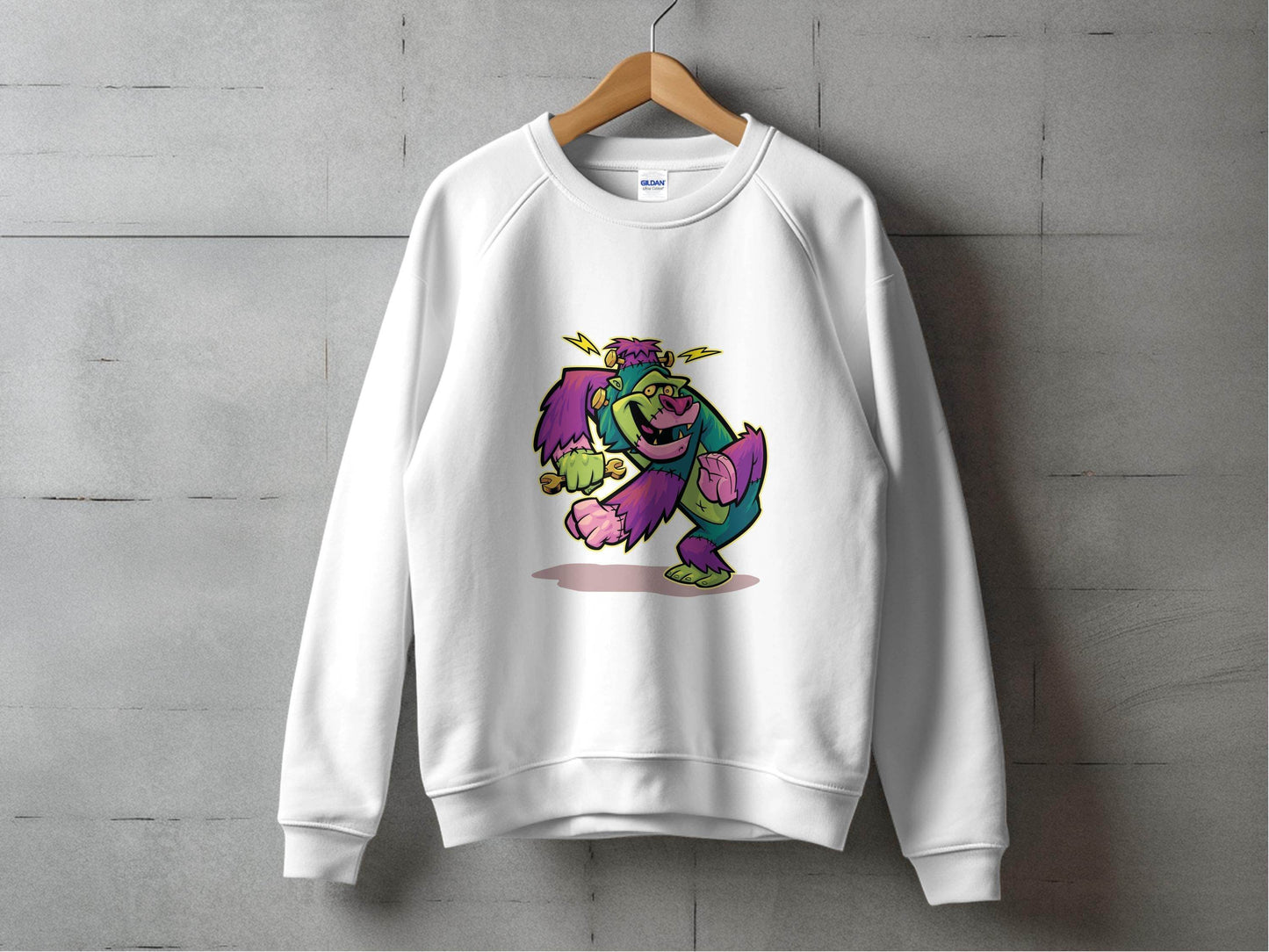 Cartoon Frankenstein with Lightning Strikes Above Sweater - Design & Vybe