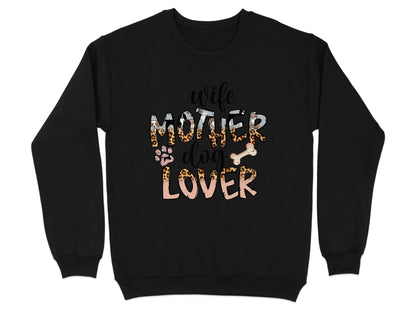 Wife Mother Dog Lover Animal Print Bone Graphic Sweater - Design & Vybe