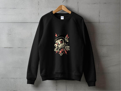 Eight Ball Spiked Helmet Skeleton Ride On Sweater - Design & Vybe
