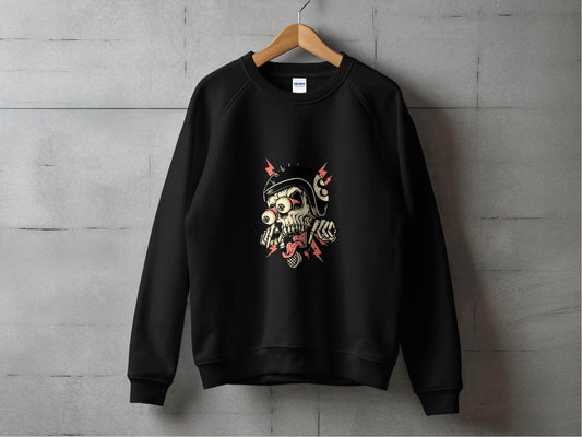 Eight Ball Spiked Helmet Skeleton Ride On Sweater - Design & Vybe