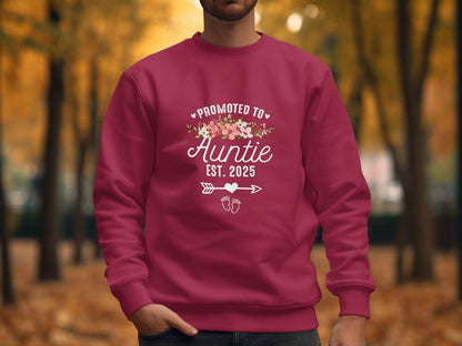 Promoted To Auntie Floral Arrow Baby Feet Est 2025 Sweater - Design & Vybe