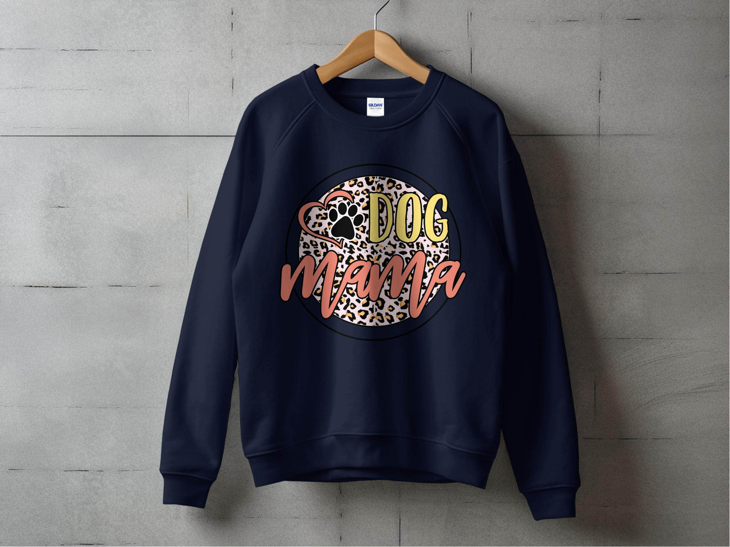 Dog Mama Paw Print On Leopard Print Background Sweater - Design & Vybe