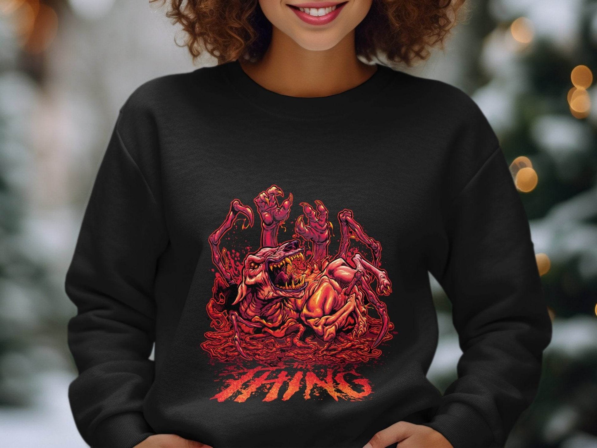 The Thing Horror Monster Dog Graphic Art Design Sweater - Design & Vybe