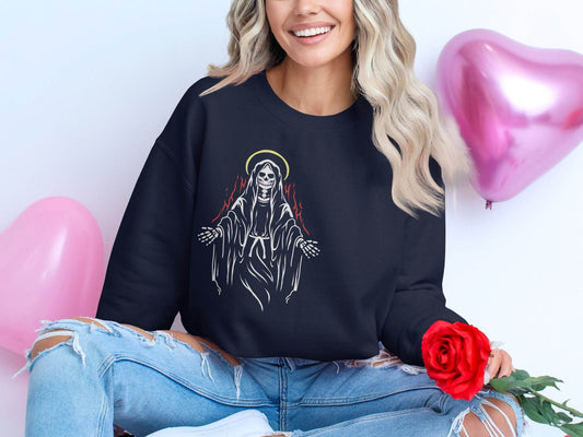 Death Halo Black Design Death in Flames Graphic Sweater - Design & Vybe