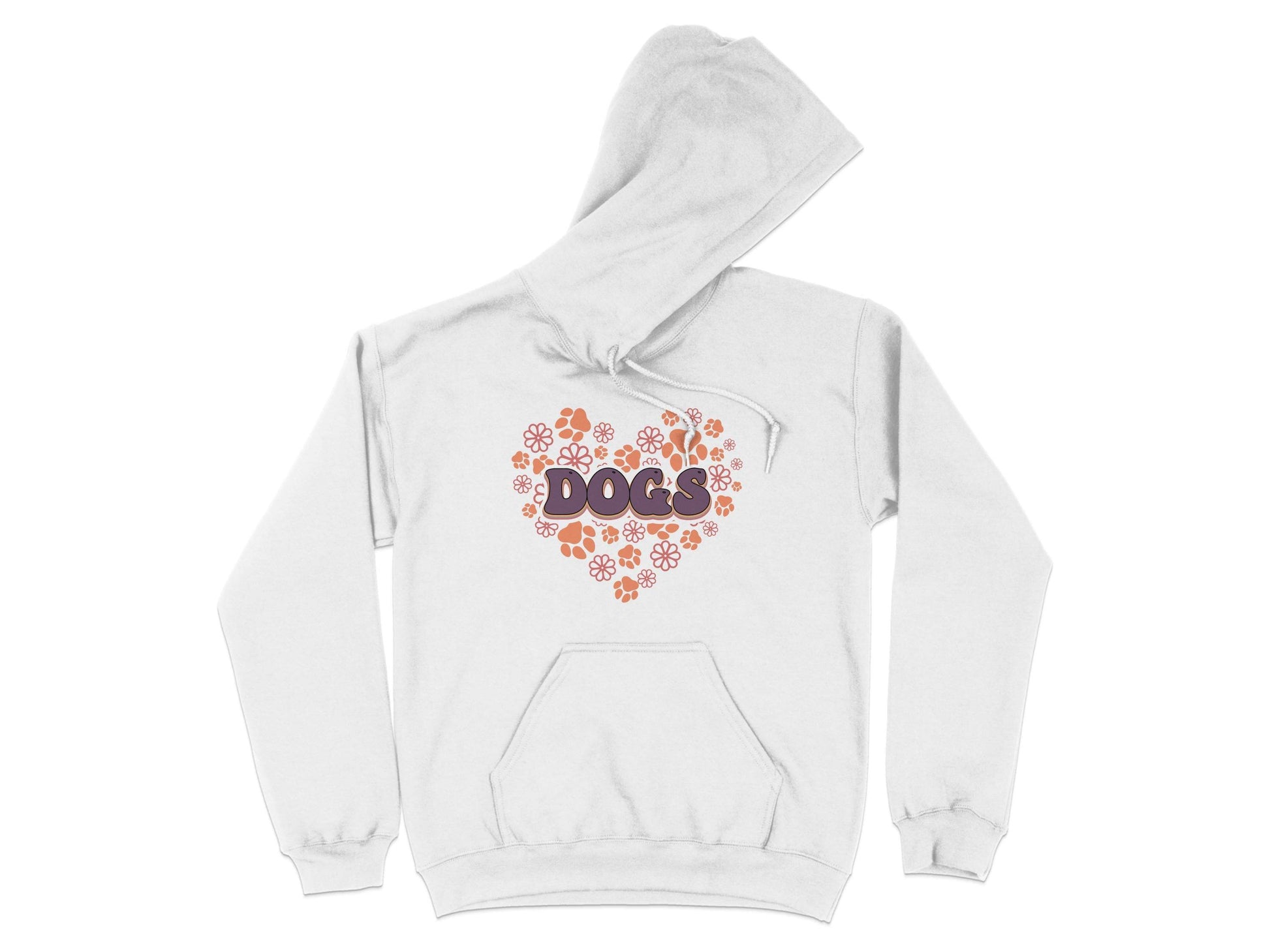 Retro Dogs Heart with Paw Prints and Flowers Design Hoodie - Design & Vybe