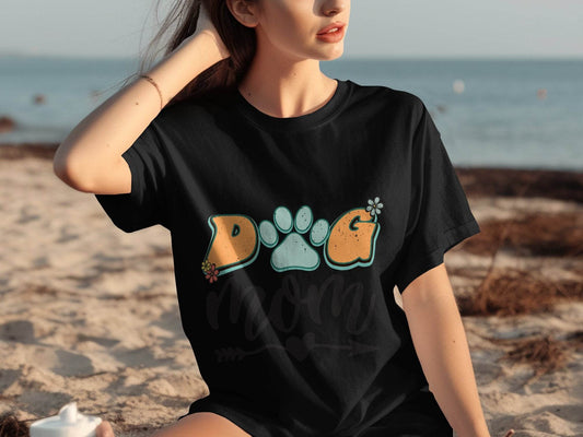 Dog Mom Retro Design Flower And Heart Arrow Graphic T-Shirt - Design & Vybe