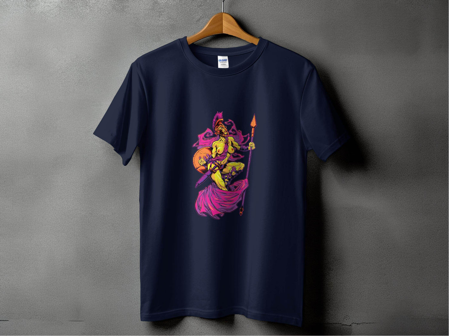 Striking Female Warrior with Spear Graphic Art T-Shirt - Design & Vybe