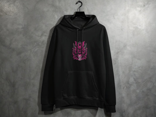 Stylish black hoodie with unique front design product type