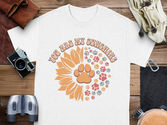 You Are My Sunshine Sunflower Paw Pattern Graphic T-Shirt - Design & Vybe