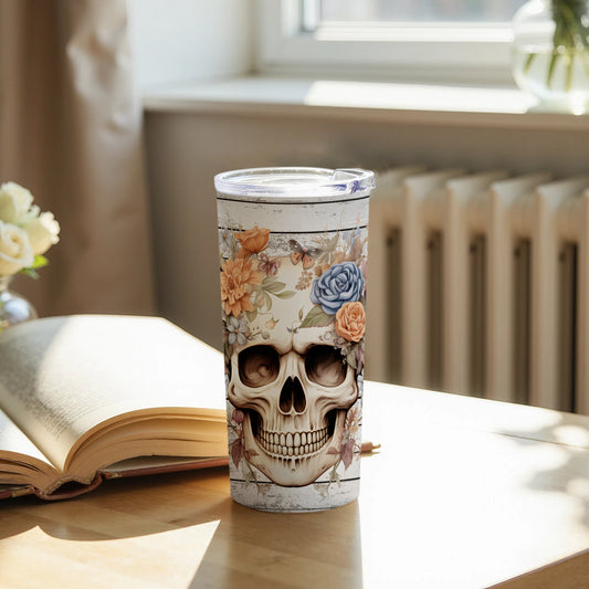 Floral Skull Design Tumbler for Unique Beverage Product