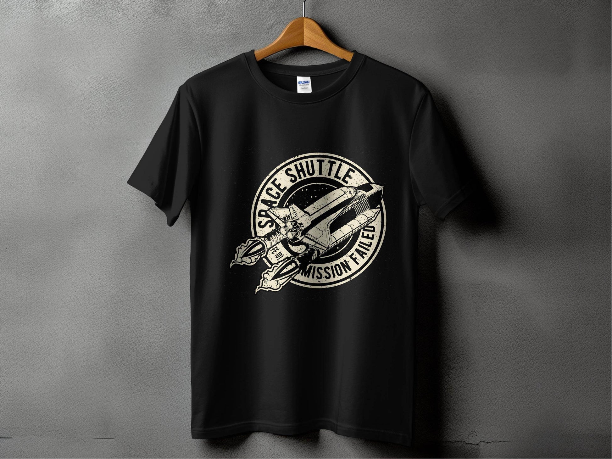 Space Shuttle Mission Failed Graphic Print T-Shirt - Design & Vybe