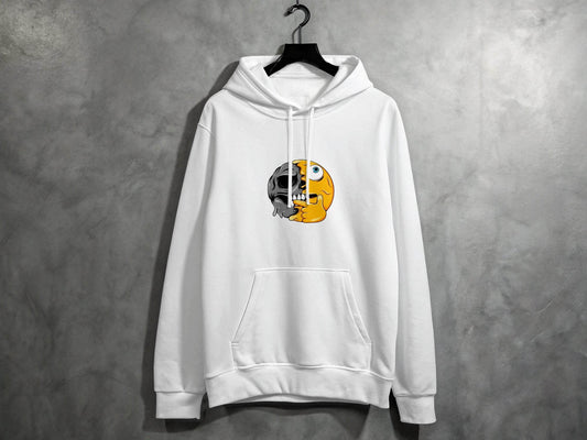 Emoji Skull Half and Half Funny Face Art Hoodie - Design & Vybe