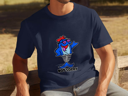 Funny Not Sorry Fish Style Skeleton With Sunglasses T-Shirt - Design & Vybe
