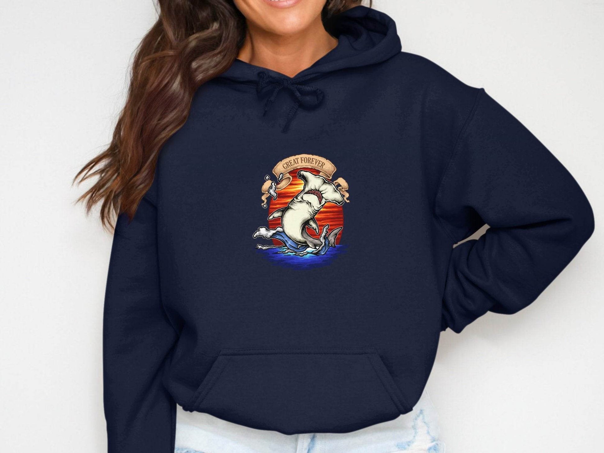 Hammerhead Shark Illustration Graphic Hoodie - Design & Vybe