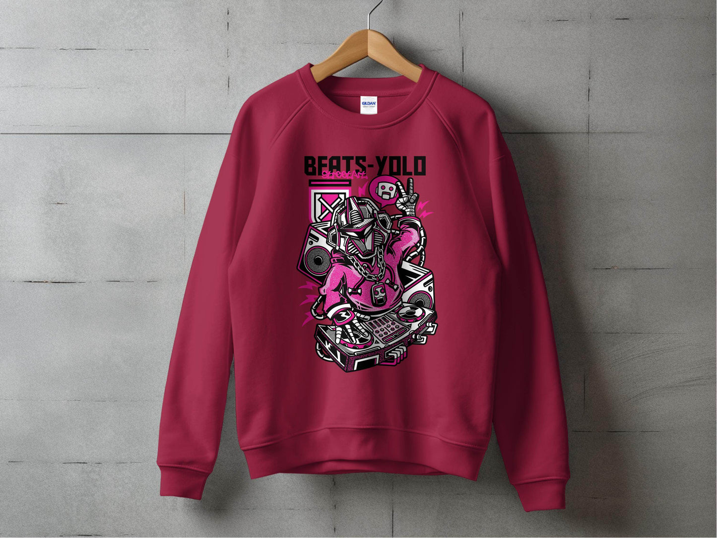 Beats Yolo Street Art Robot DJ Graphic Design Sweater - Design & Vybe