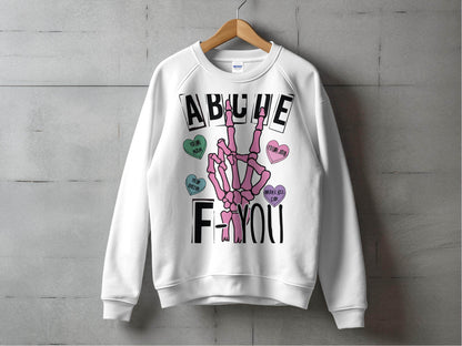 Humorous Skeleton Hand Gesture Graphic Sweater - Design & Vybe