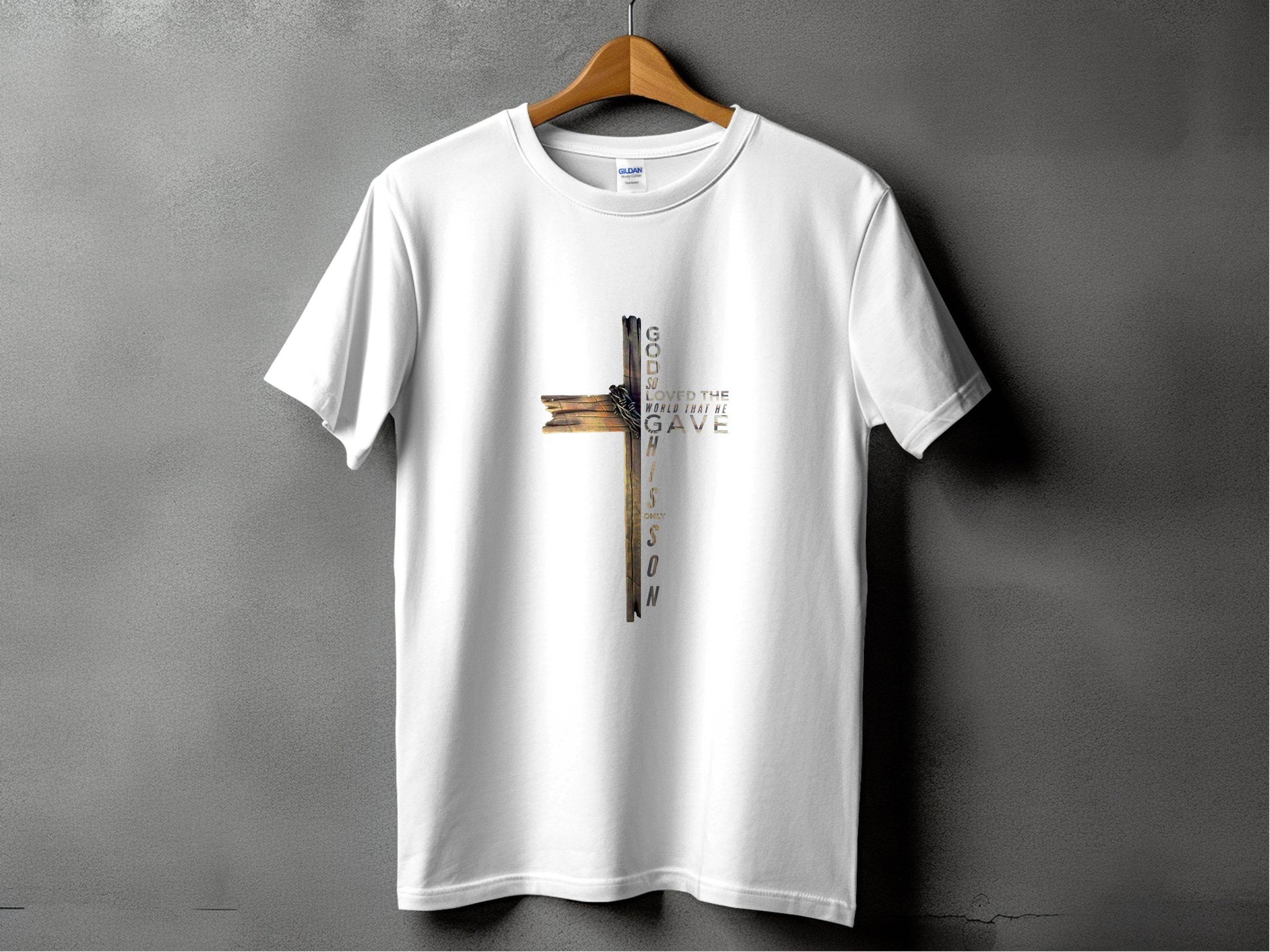 God so Loved the World Christian Wooden Cross Bible T-Shirt - Design & Vybe