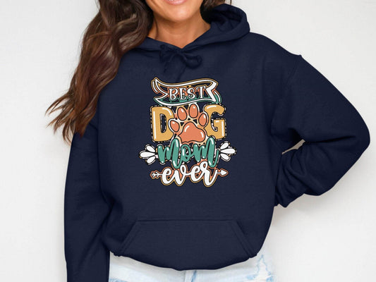 Best Dog Mom Ever Pet Paw Print Design Graphic Hoodie - Design & Vybe
