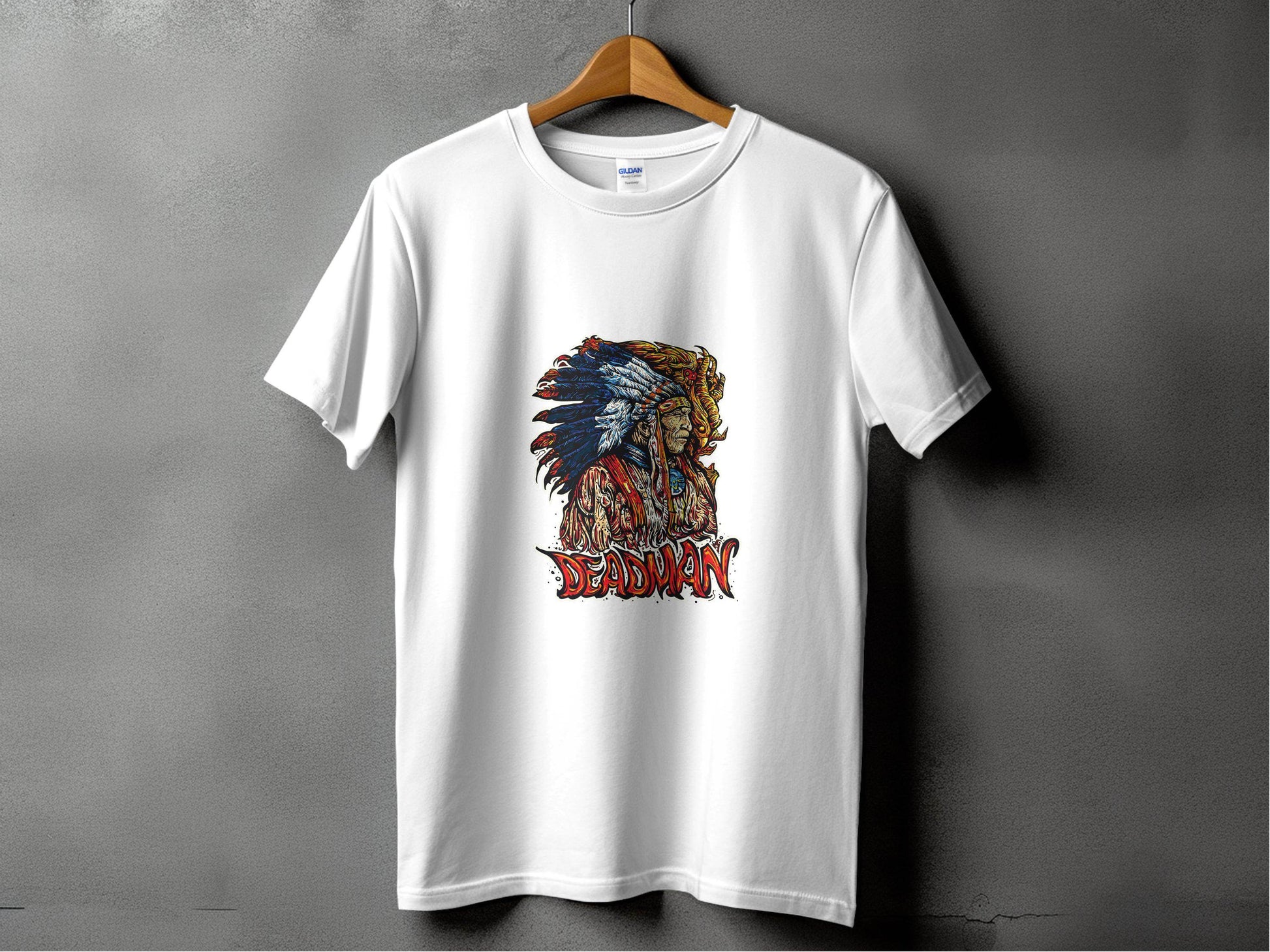 Deadman Portrait with Native American Headdress T-Shirt - Design & Vybe