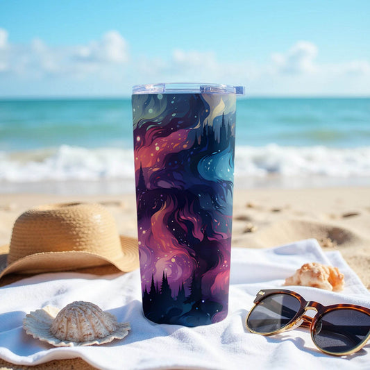 Cosmic Aurora Landscape Design Abstract Style Art Tumbler - Design & Vybe