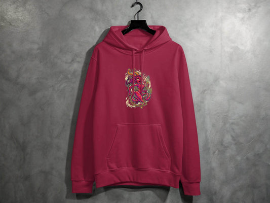 Fiery Temptress Devil Girl Art With A Pitchfork Hoodie - Design & Vybe