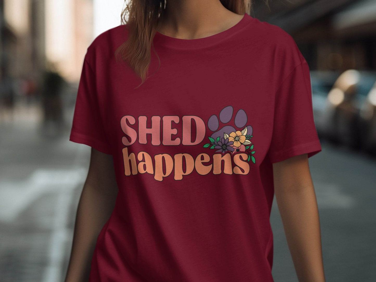 Shed Happens Dog Paw with Flowers Funny Dog Lover T-Shirt - Design & Vybe