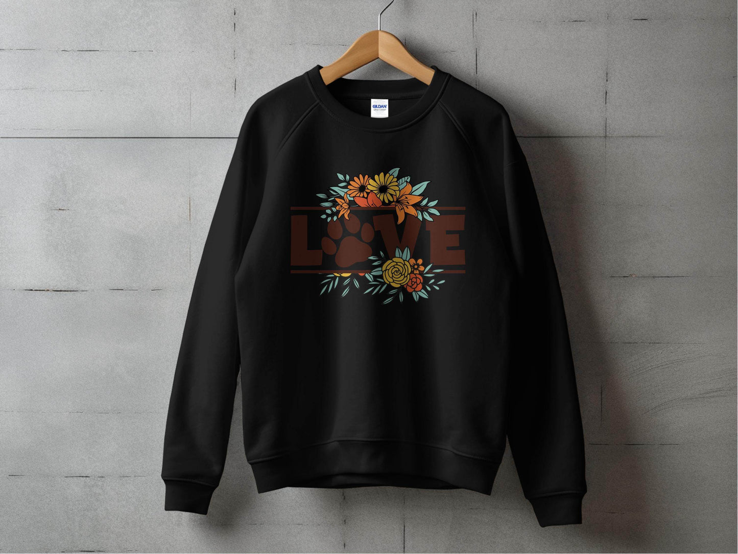Floral Love Paw Print Design Graphic Flower Design Sweater - Design & Vybe
