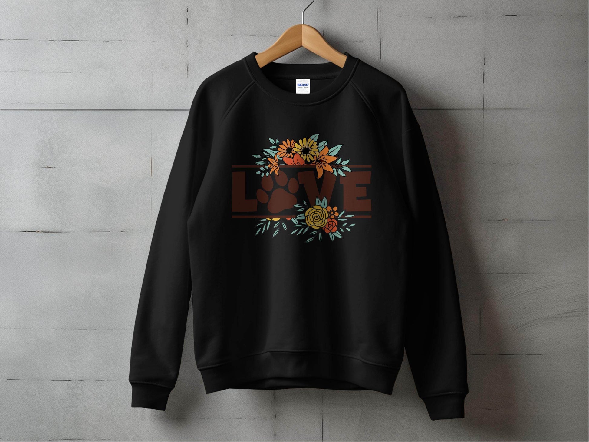Floral Love Paw Print Design Graphic Flower Design Sweater - Design & Vybe