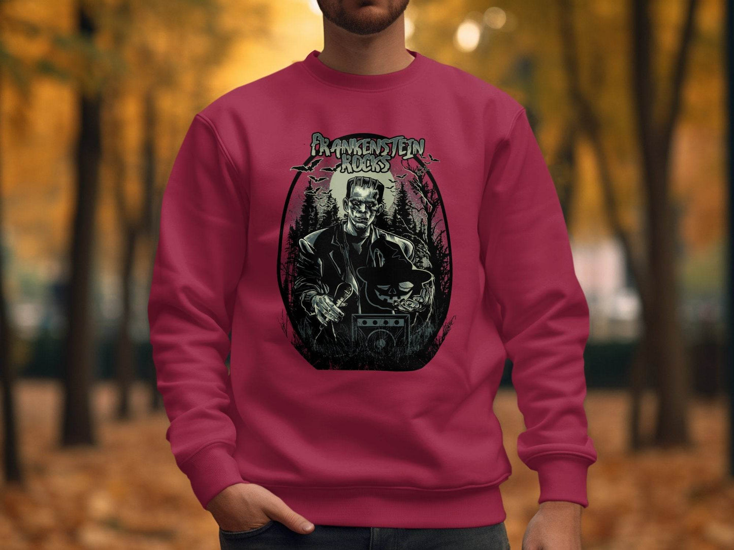 Vintage Frankenstein Rocks Graphic Design Sweater - Design & Vybe