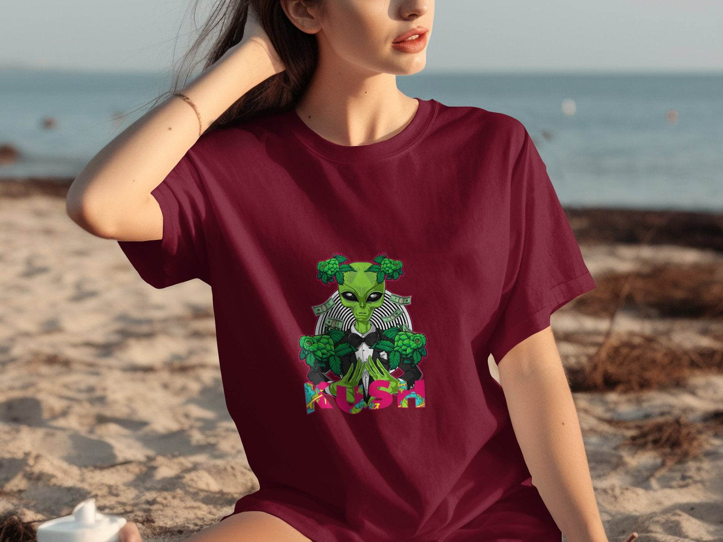 Kush Alien Money and Hops Design Graphic T-Shirt - Design & Vybe