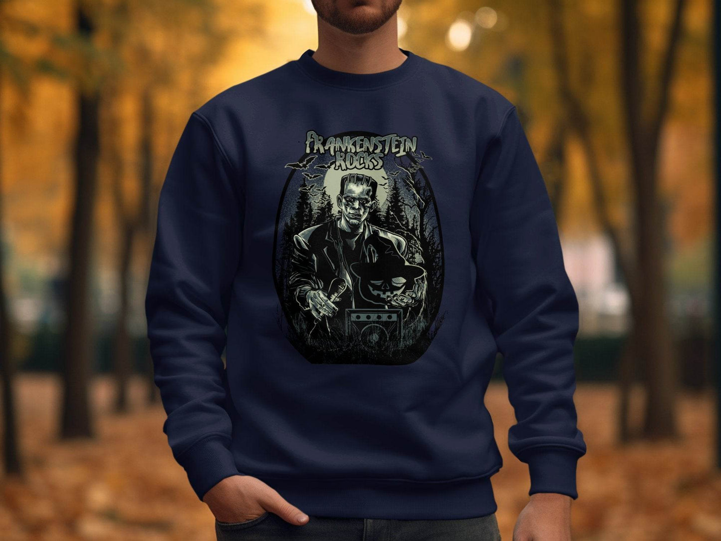 Vintage Frankenstein Rocks Graphic Design Sweater - Design & Vybe