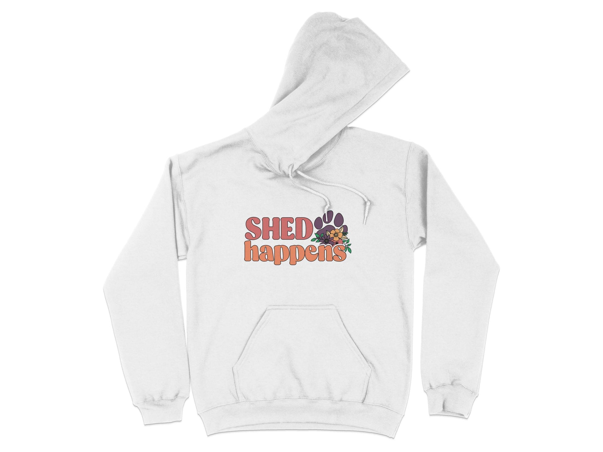 Shed Happens Dog Paw with Flowers Funny Dog Lover Hoodie - Design & Vybe