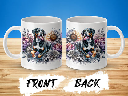 Dog with Floral Design Mug on Display product type