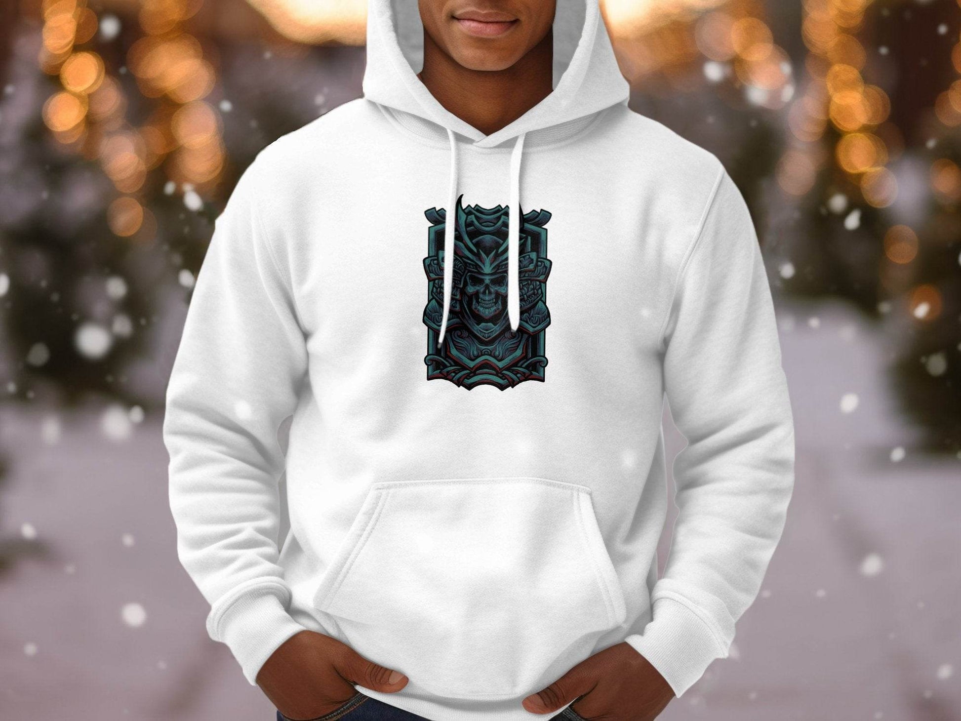 Menacing Samurai Skull Design Graphic Hoodie - Design & Vybe