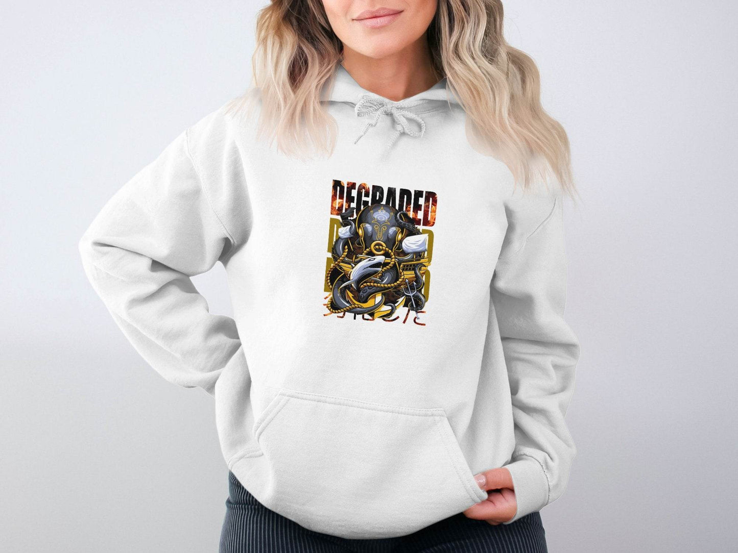 Degraded Design with Shark Anchor Octopus Artwork Hoodie - Design & Vybe